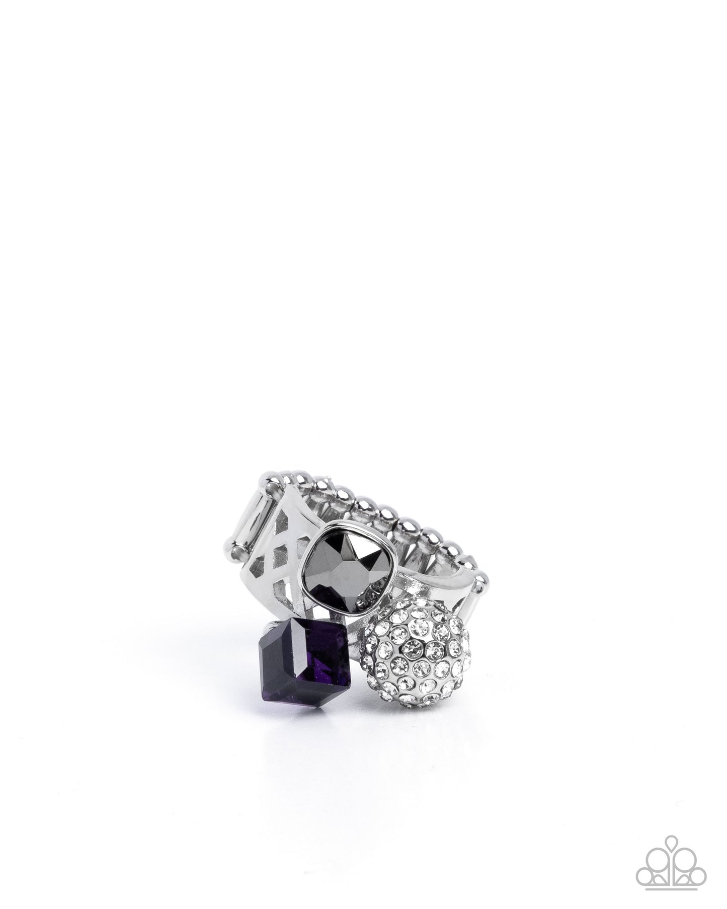 Paparazzi Edgy Expectation - Purple - Deep Purple & Hematite Gem Silver Ring