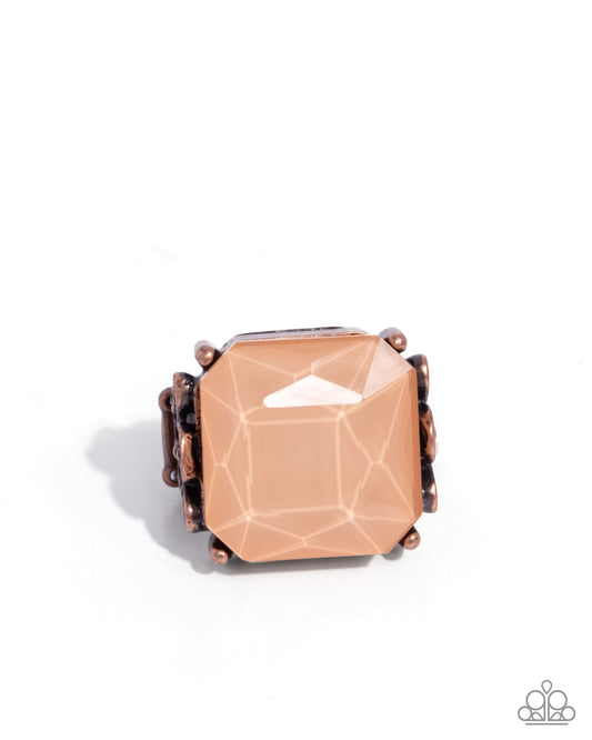 Monumental Masterpiece - Copper & Peach Gem Ring Paparazzi R1095