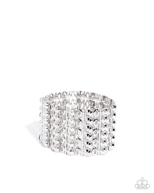 Paparazzi Reflective Rows - Silver & Smoky Gem Stretch Bracelet B2399