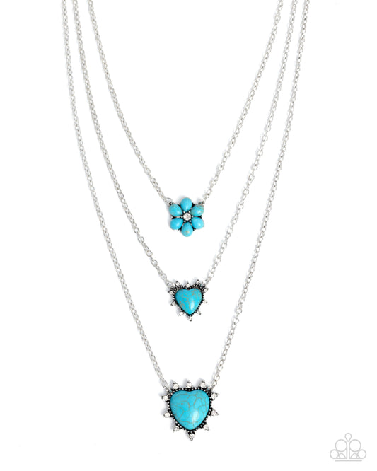 Paparazzi Santa Fe Spar - Blue Turquoise Stone Heart Layered Santa Fe Style Necklace