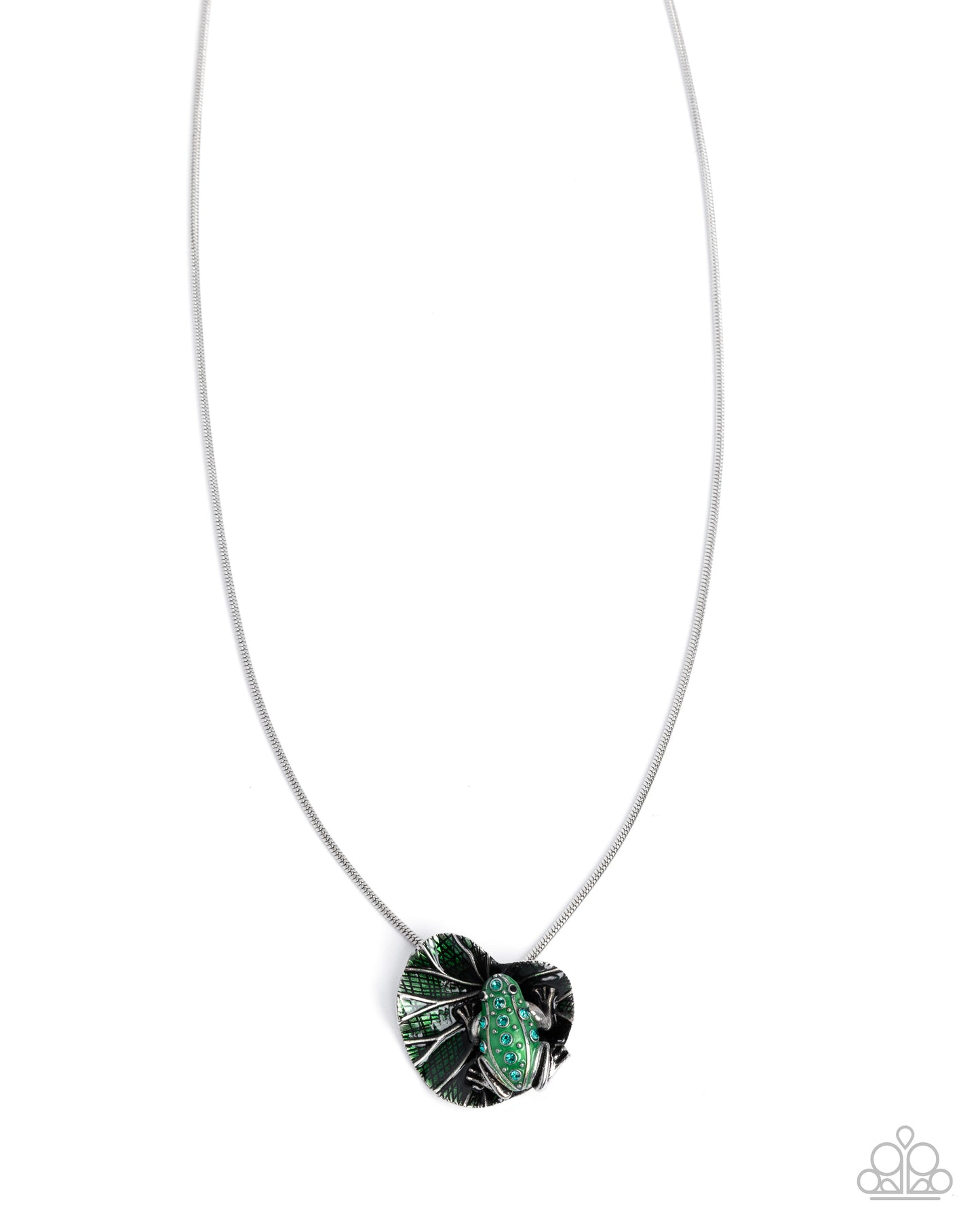 Tree Frog Tapestry - Green - Green Grass Painted Tree Frog & Lily pad Necklace Paparazzi N3391