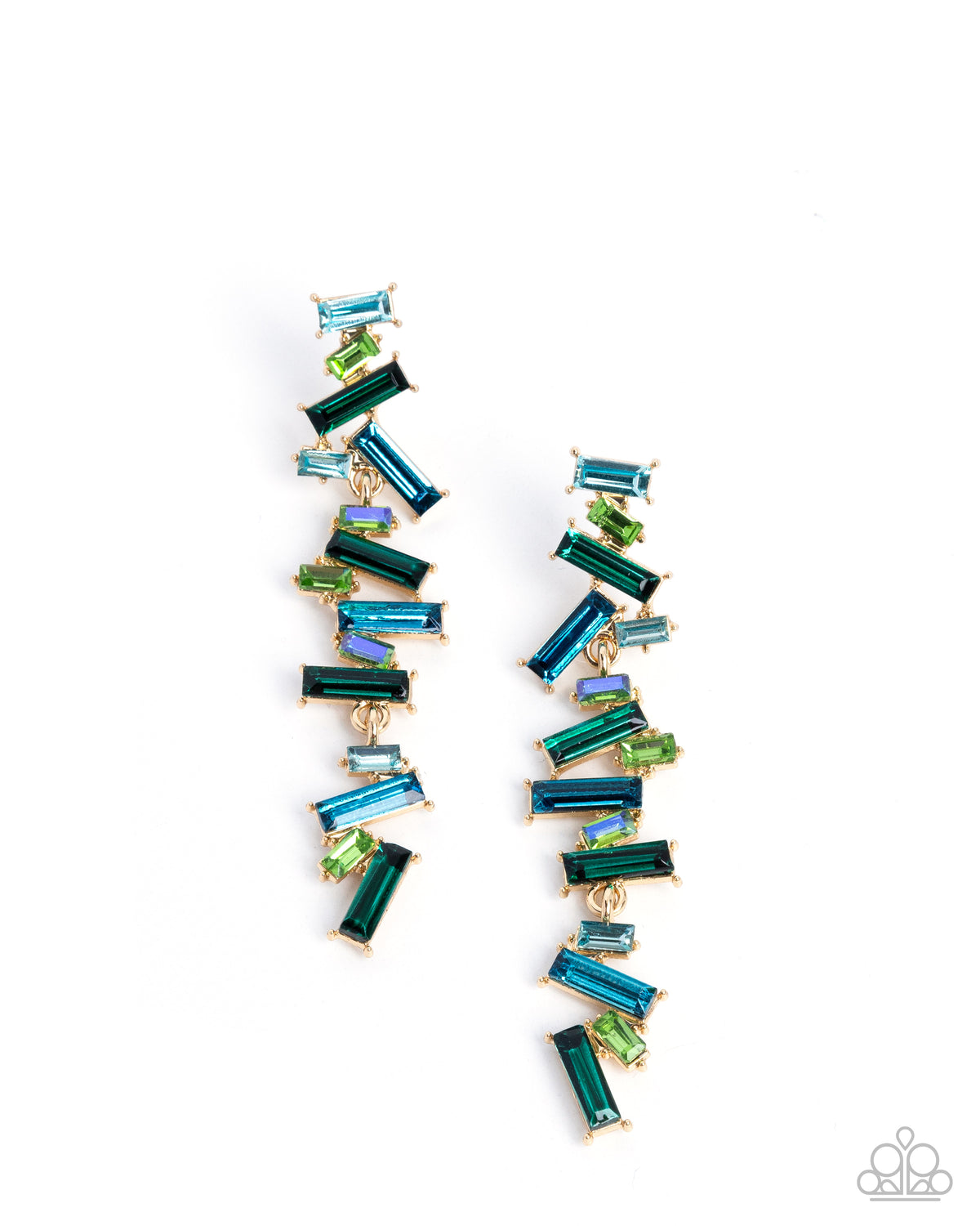 Paparazzi Emerald Empire - Green & Blue Multicolored Gem Post Earring E3526