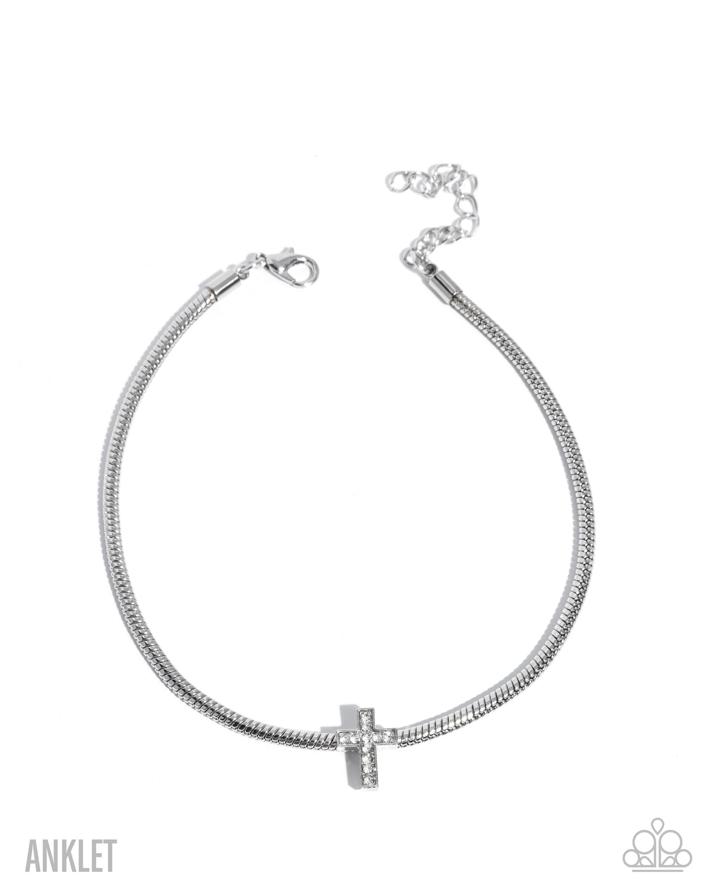 Paparazzi Heavenly Hope - White Cross White Rhinestone Anklet