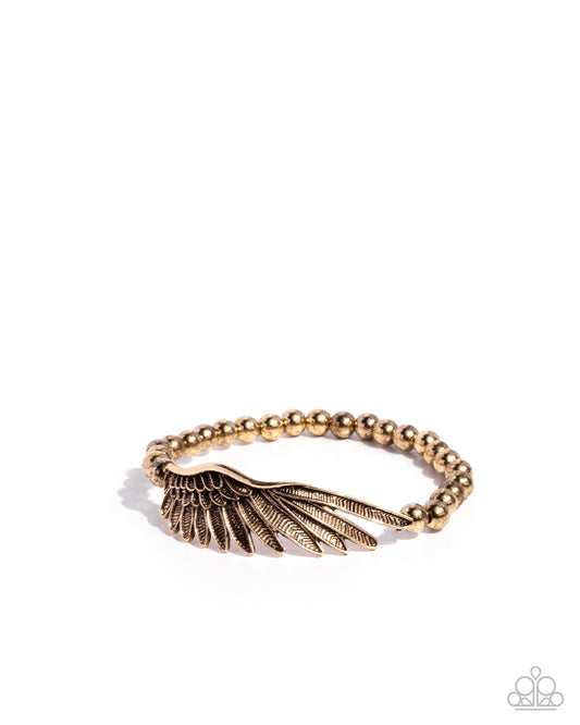Angelic Appreciation - Gold Angel Wing Stretch Bracelet Paparazzi B2434