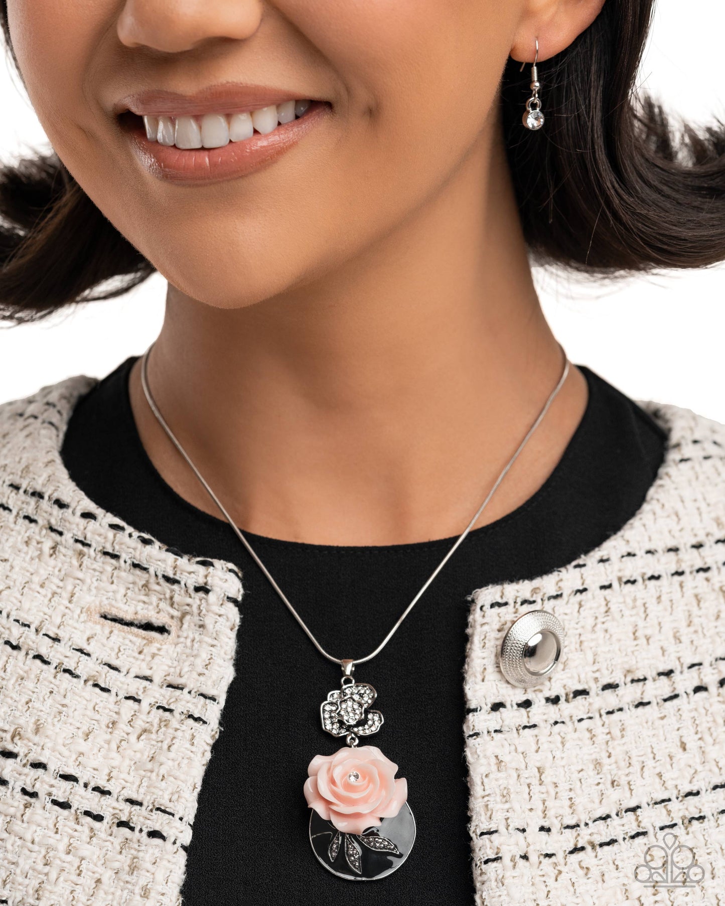 Rosy Reception - Complete Look Rosy Rendezvous Pink Necklace & Rosy Rally Pink Earring Set Paparazzi