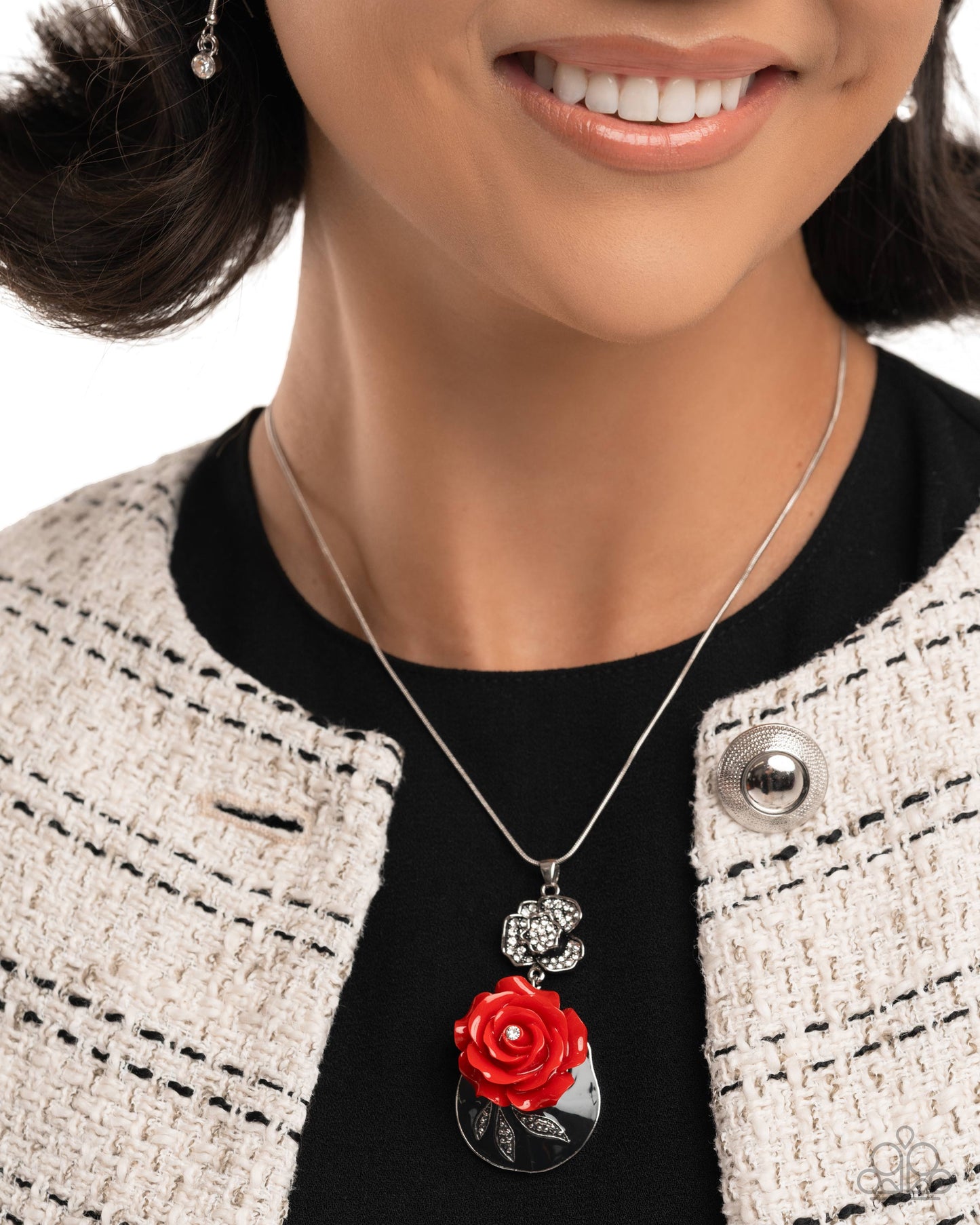 Rosy Reception - Complete Look Rosy Rendezvous Red Necklace & Rosy Rally Red Earring Paparazzi