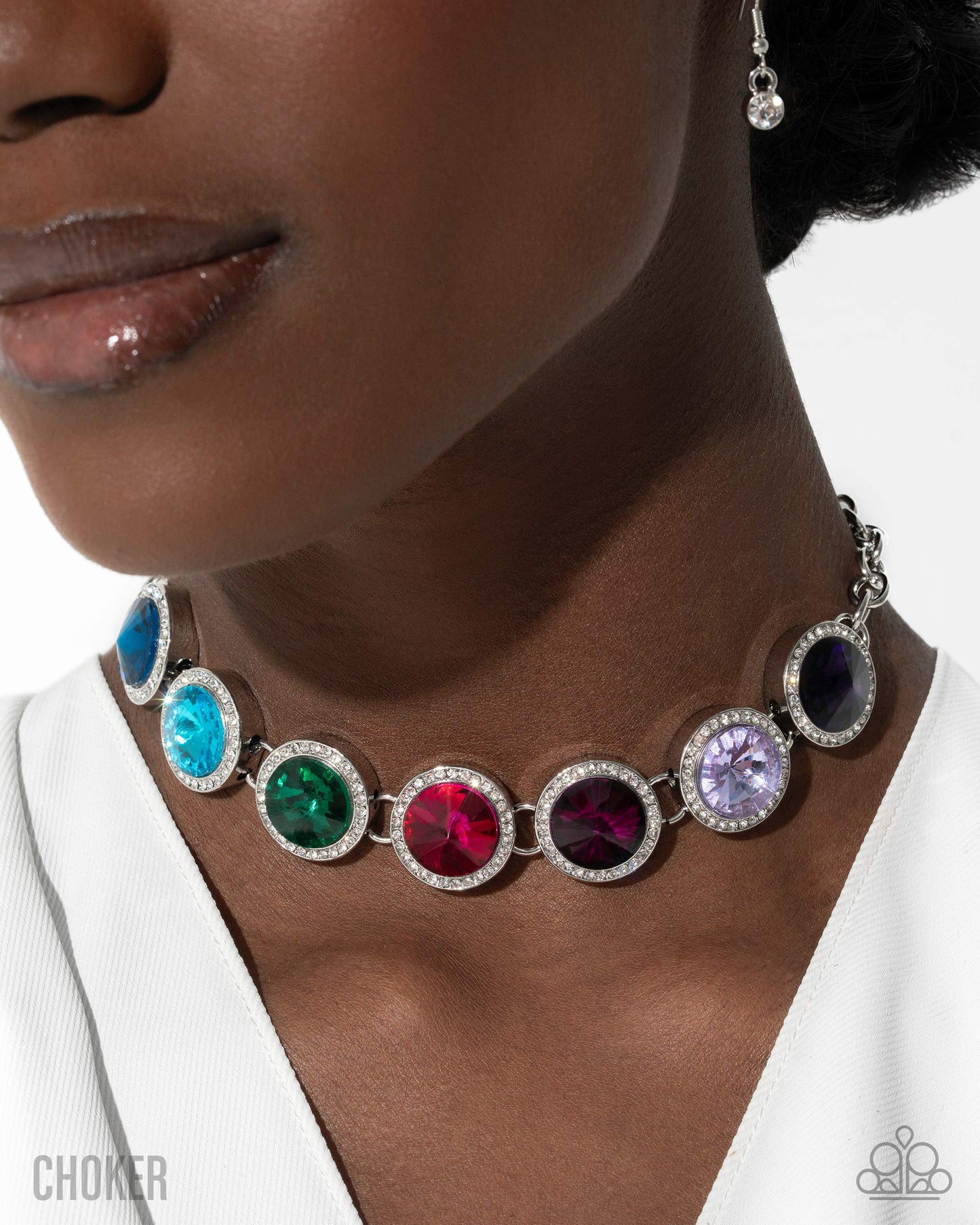 Royal Palette - Multicolored Gem & White Rhinestone Necklace Life Of The Party July 2025 Paparazzi N3479