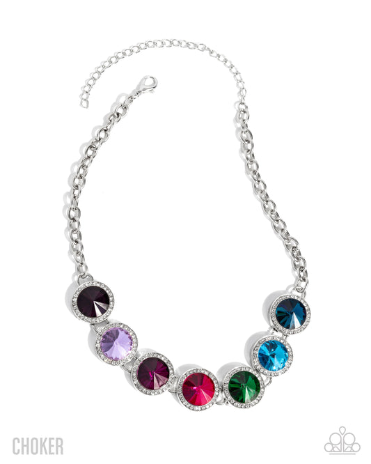 Royal Palette - Multicolored Gem & White Rhinestone Necklace Life Of The Party July 2025 Paparazzi N3479