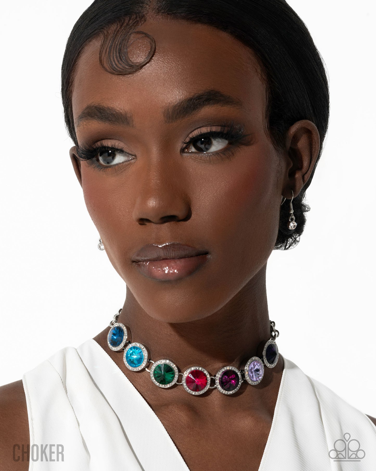 Royal Palette - Multicolored Gem & White Rhinestone Necklace Life Of The Party July 2025 Paparazzi N3479