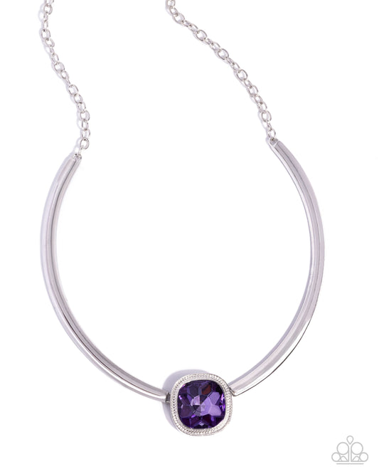 Asscher Assumption - Complete Look Adorably Asscher Purple Gem Necklace & Asscher Admiration Purple Gem Bracelet Paparazzi N3618