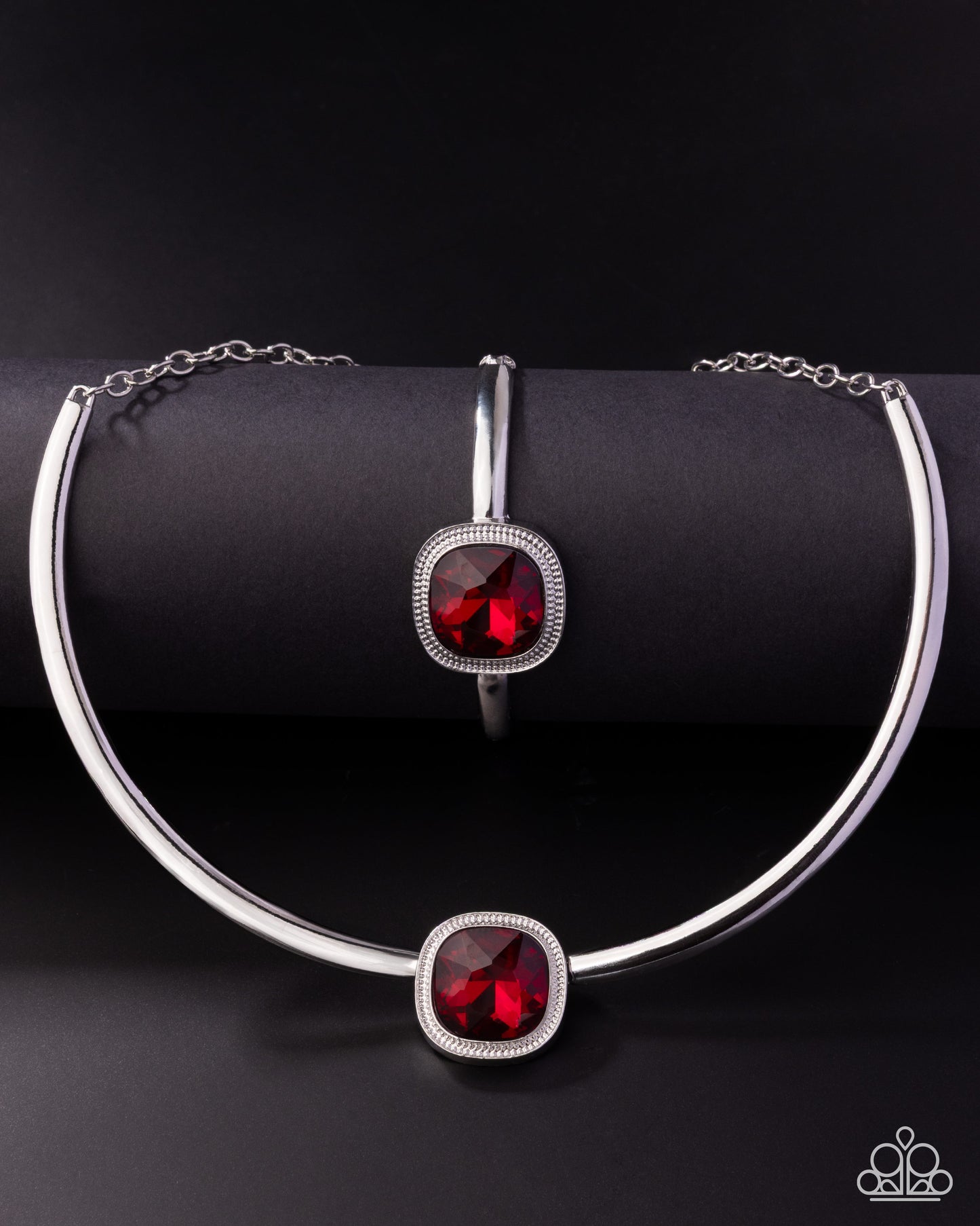 Paparazzi Asscher Assumption - Complete Look Red Gem Necklace & Bracelet
