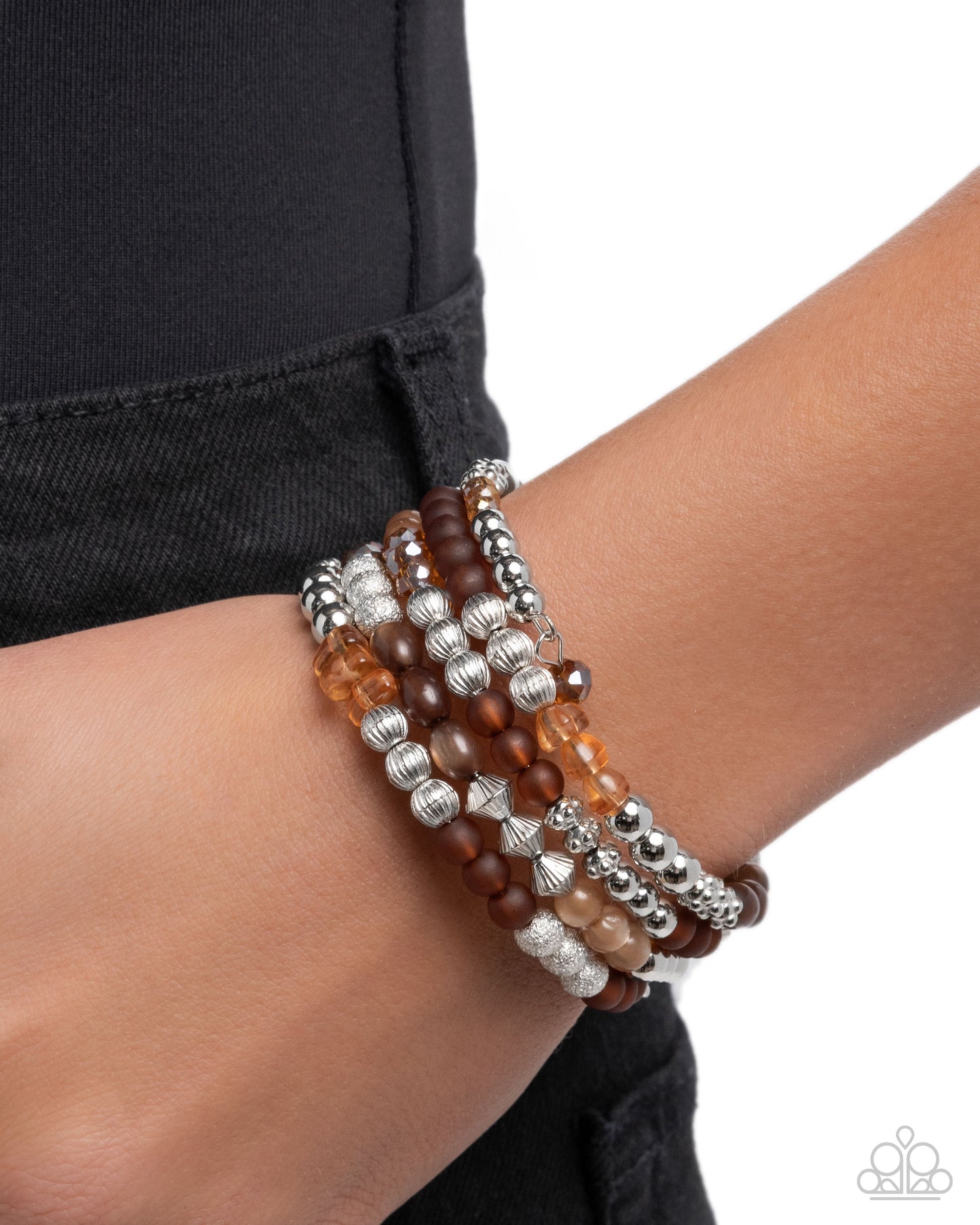 Colorful Compromise - Brown & Silver Coil Bracelet Paparazzi B2446