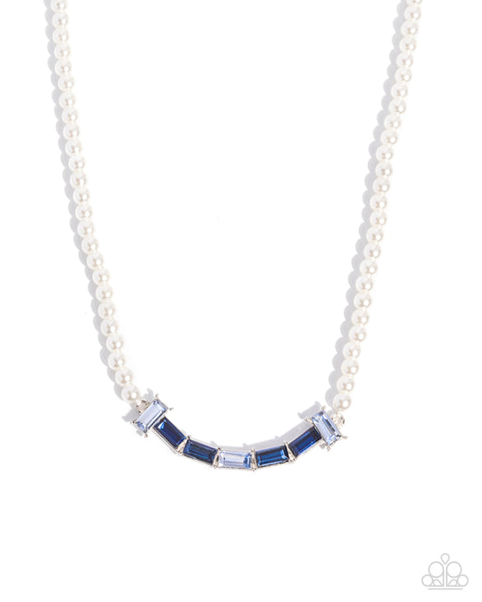Paparazzi Eloquent Emeralds - Blue Multicolored Gem & White Pearl Necklace N36367
