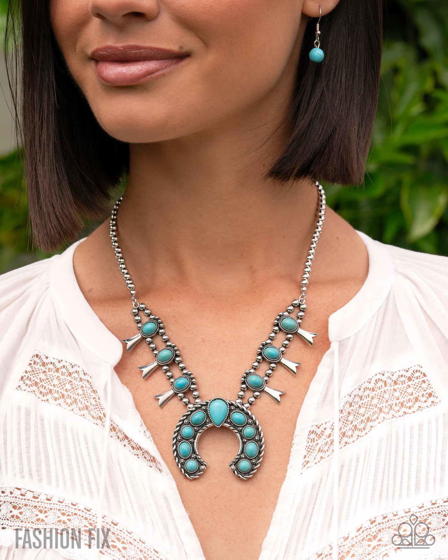 Rustic Route - Blue Turquoise Squash Blossom Necklace Simply Santa Fe Fashion Fix August 2025 Paparazzi