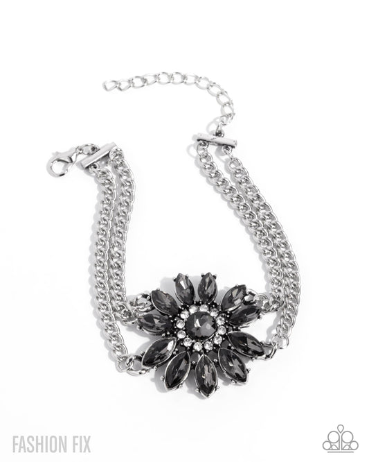 Edge of Elegance - Silver Smokey Gem Floral Bracelet Magnificent Musings Fashion Fix July 2025B2312