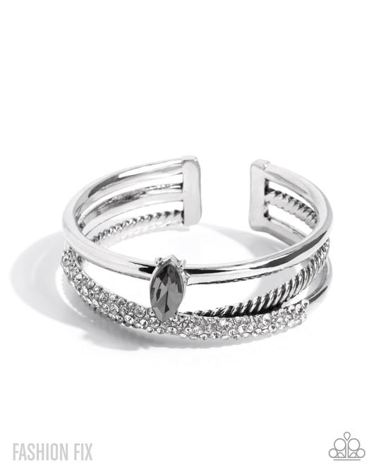 Bold Boundary - Silver Gem Cuff Bracelet Magnificent Musings Fashion Fix July 2025 Paparazzi B2313