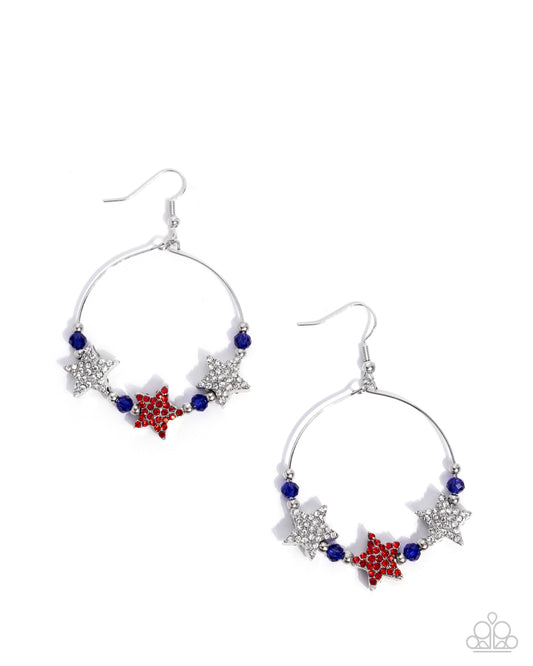 Country Countdown - Multi Red, White, Blue Patriotic Earring Santa Fe Style Paparazzi E2952
