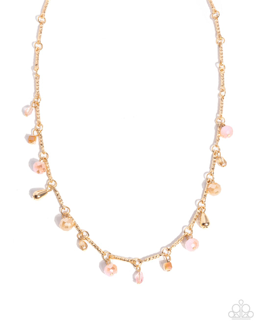 Paparazzi Cinematic Charisma - Pink - Soft Pink & Topaz Gem Gold Necklace