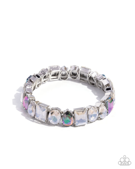 Eclectic Establishment - Multicolored, Uv Shimmery Gem Stretch Bracelet Life Of The Party July 2025 Paparazzi B2317