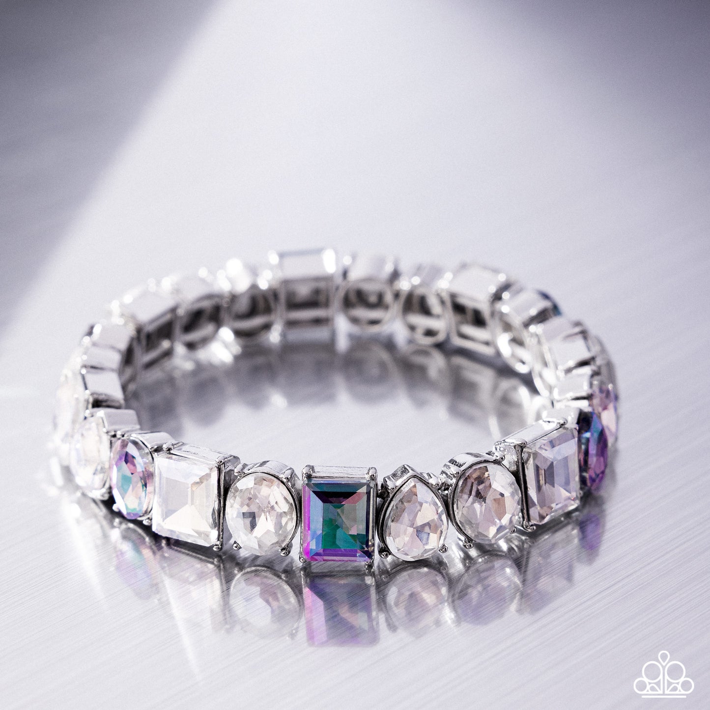 Eclectic Establishment - Multicolored, Uv Shimmery Gem Stretch Bracelet Life Of The Party July 2025 Paparazzi B2317