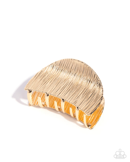 Steadfast Sheen - Gold Metallic Frame Hair Claw Clip Paparazzi H0199