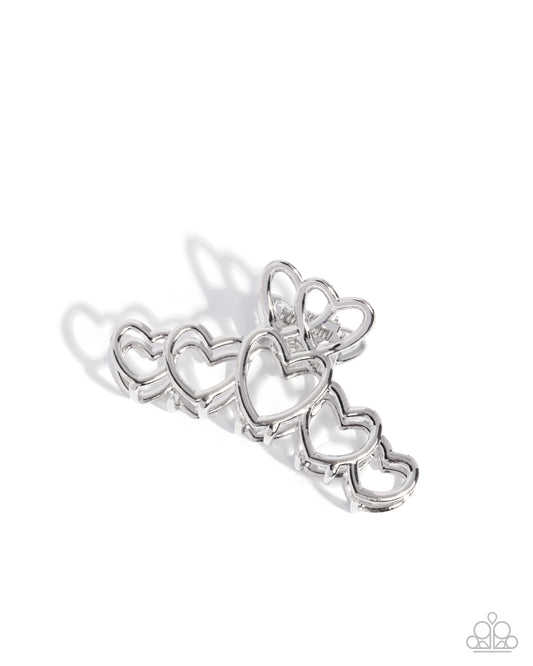 Paparazzi Youre Still The One - Silver Heart Hair Claw Clip