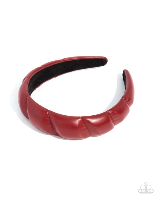 Exclusive Era - Red Faux Leather Padded Headband Paparazzi H0230