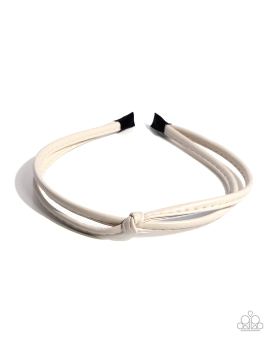 Believe It Or KNOT - White Knotted Style Headband Paparazzi H0228