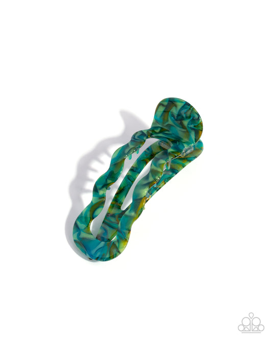 Jovial Jellyfish - Green Emerald Swirl Acrylic Flat Claw Clip Paparazzi H0214
