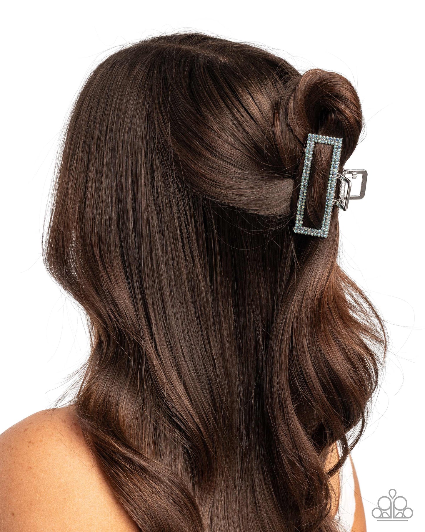 A Glittery Example - Blue Iridescent Rhinestone Hair Claw Clip Paparazzi H0192