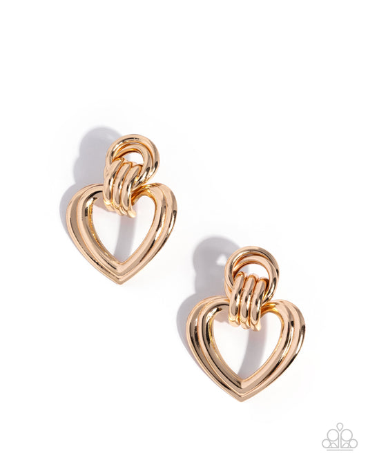 Paparazzi Constant Calm - Gold Heart Post Earring E0946