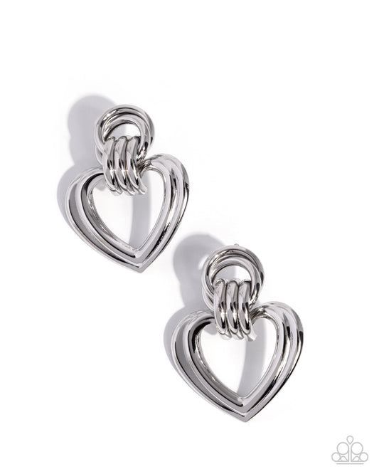 Constant Calm - Silver Chunky Heart Post Earring Paparazzi