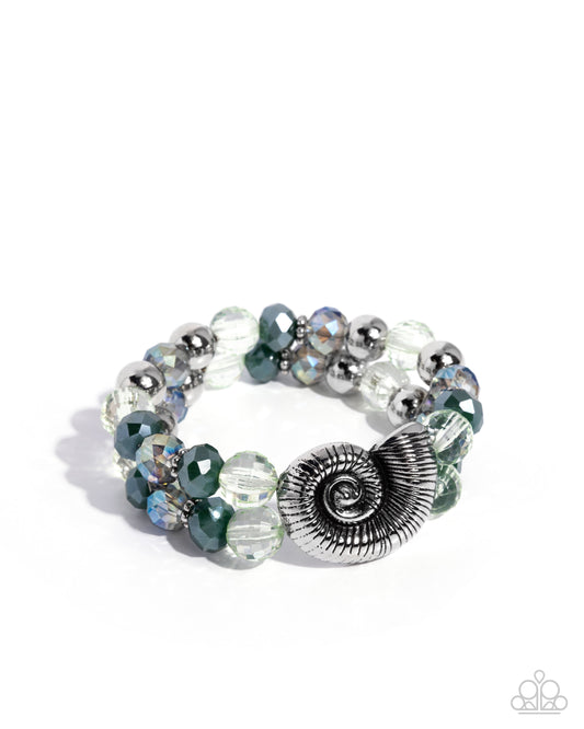 Snail Shimmer - Green Lime Cream, Emerald, UV Shimmery Beads Stretch Bracelet Paparazzi B2278