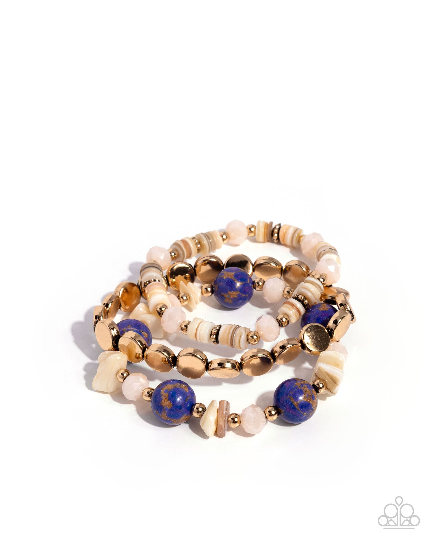 Earthy Entertainer - Purple Stone & Gold Bead Set of 3 Stretch Bracelets Paparazzi B2327