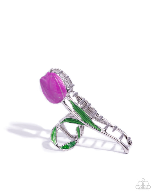 Floriculture Fever - Purple Tulip Flower Hair Claw Clip Paparazzi H0208