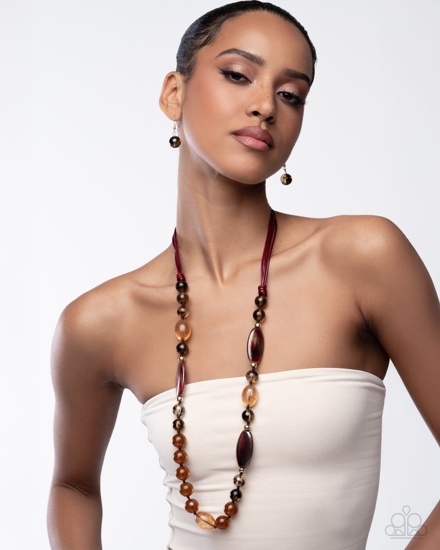 Entrancing Ease - Multi Brown Swirled, Gold Bead & Chili Oil Cording Necklace Paparazzi 2025 Convention Exclusive N3518