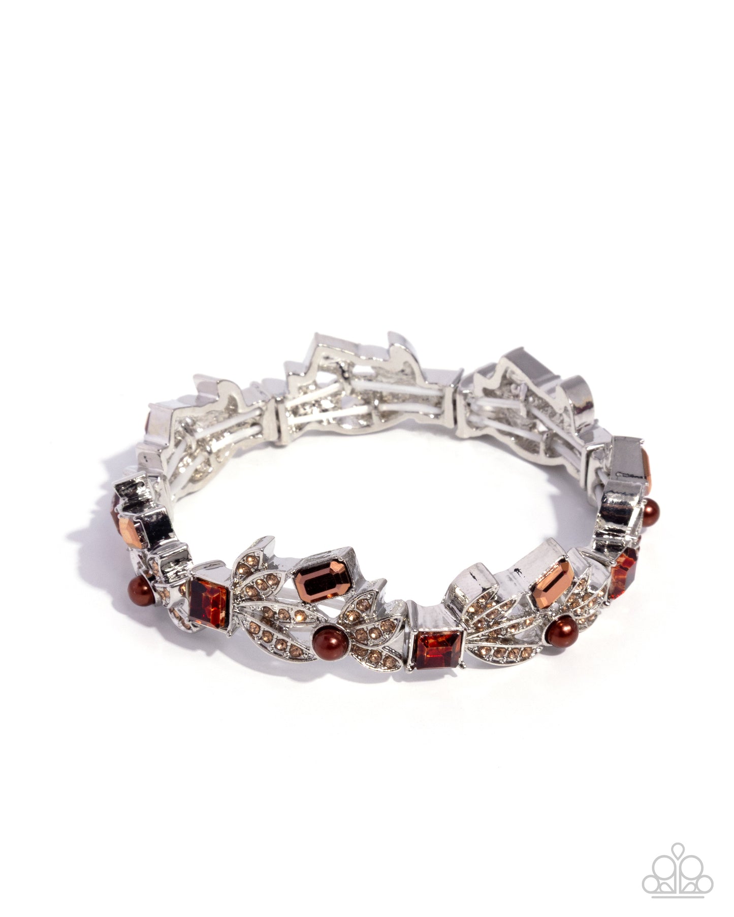 Paparazzi Mind-Blowing Moment - Brown Pearls, Topaz Rhinestone Stretch Bracelet