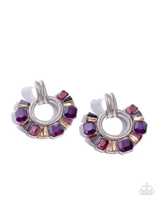 Courteous Chic - Purple Damson, Winterberry, Light Topaz, Peach Gem Post Earring Paparazzi 2025 Convention Exclusive E3058