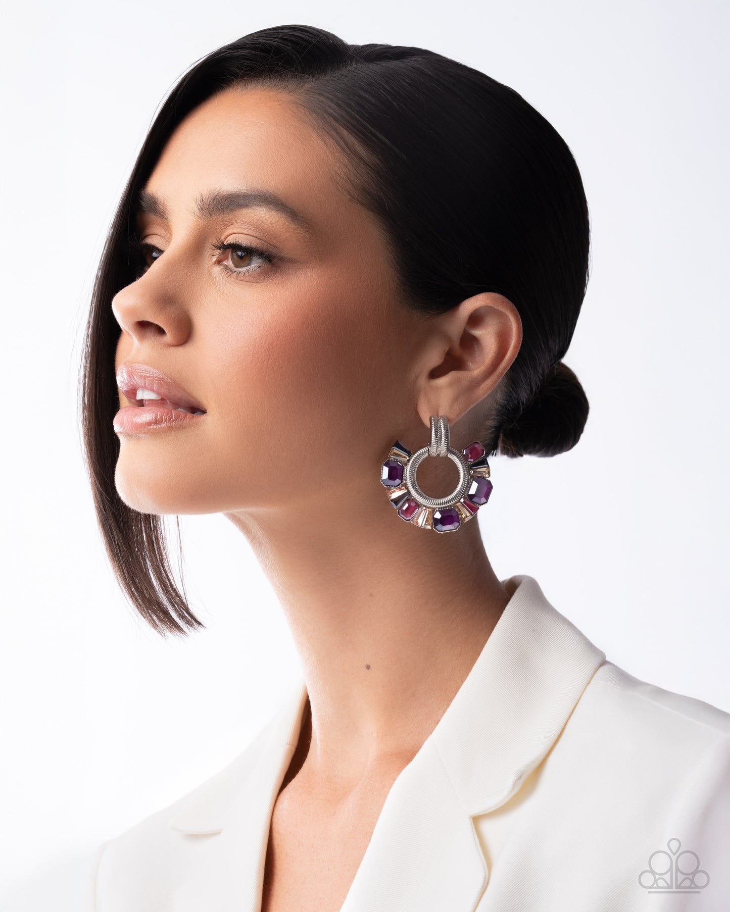 Courteous Chic - Purple Damson, Winterberry, Light Topaz, Peach Gem Post Earring Paparazzi 2025 Convention Exclusive E3058