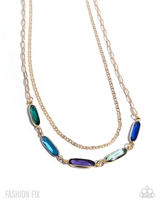 Tailored Theme - Multicolored Bead Gold Necklace Sunset Sightings Fashion Fix July 2025 Paparazzi N3473