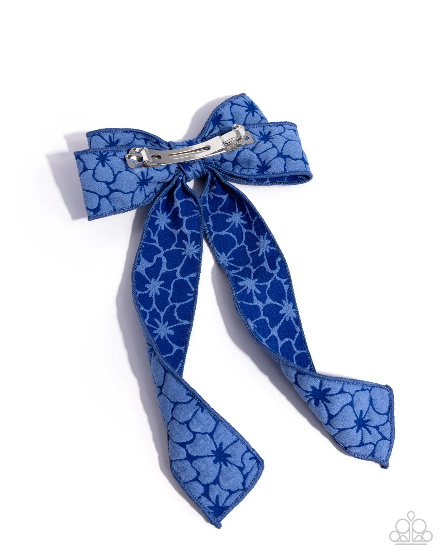 Paparazzi Good to BOW - Blue Floral Fabric Bow Hair Bow Clip Accessory H0269