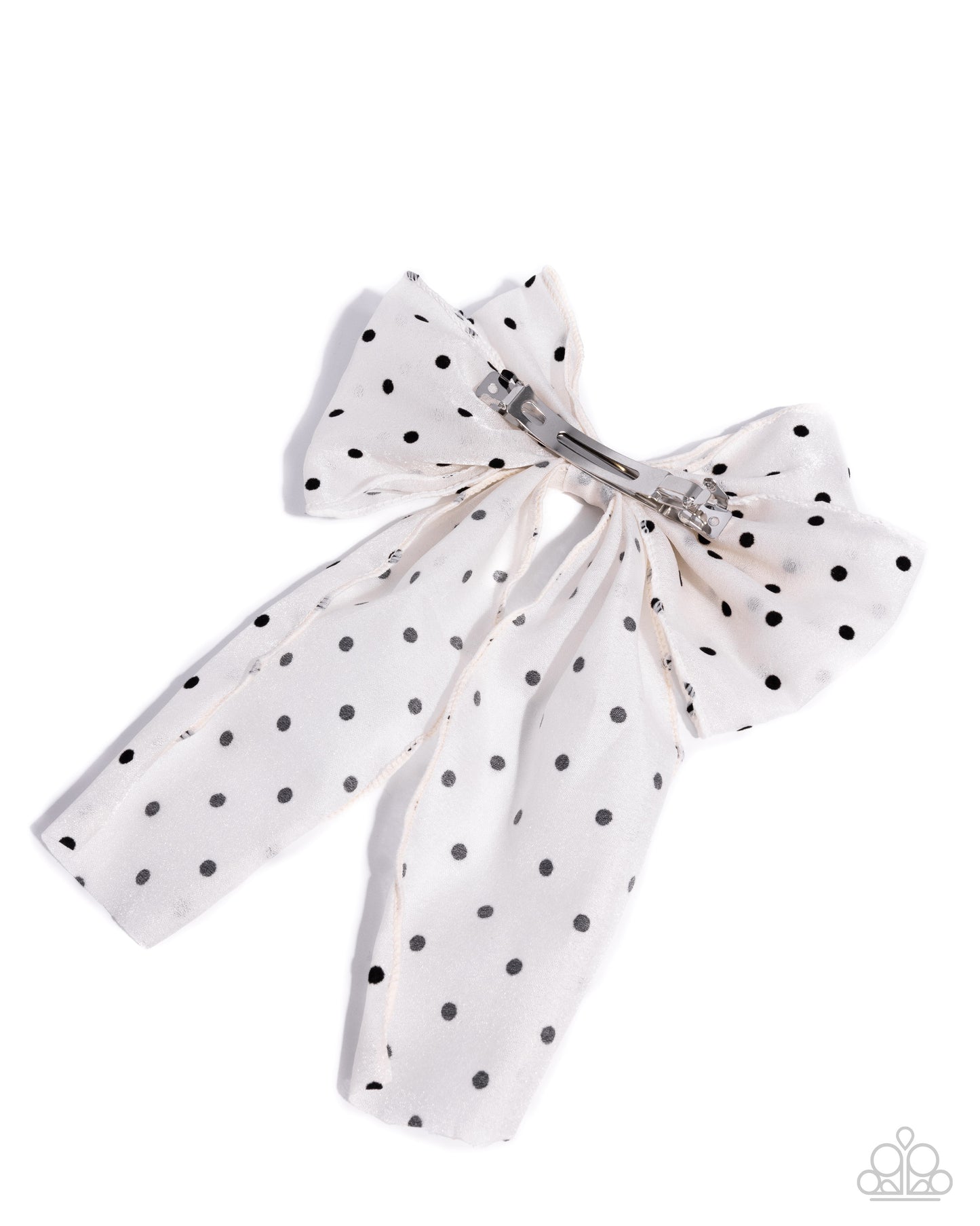 Here We BOW Again - White & Black Polka Dot Hair Bow Clip Paparazzi H0184
