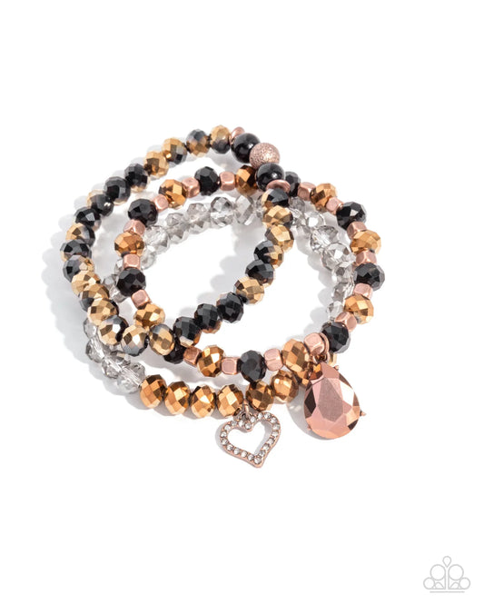 Paparazzi Lasting Layers - Copper Brown Black UV Stretch Set Of 3 Bracelets B2573