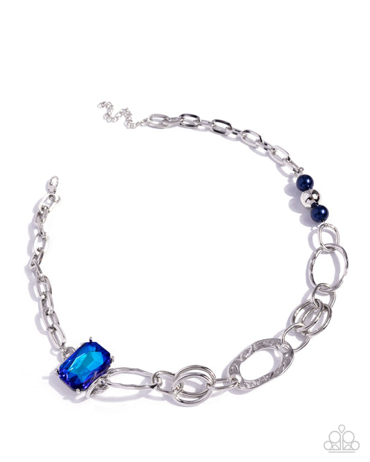 Attention to Detail - Blue Montana Pearl & Gem Silver Necklace Paparazzi N3628