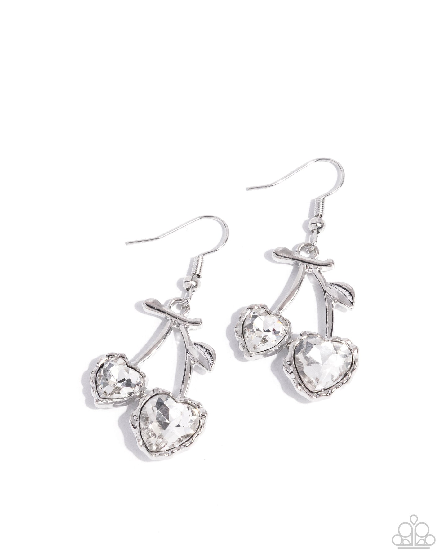 Paparazzi Courting Cherries - White Heart Gem Cherry Earring E2787