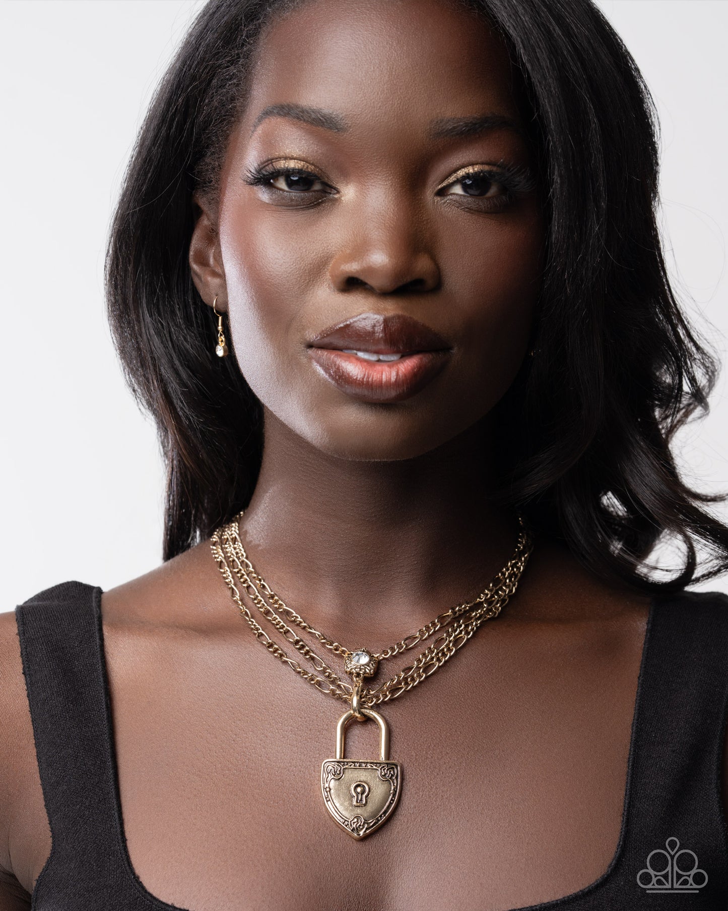 LOCK Show - Gold Padlock Antiqued Singapore Chain Necklace Paparazzi 2025 Convention Exclusive N3521