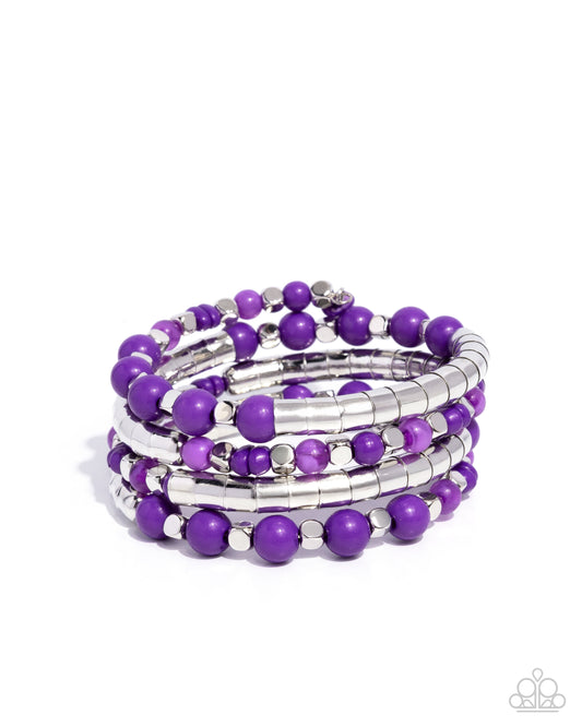 Paparazzi The Rite of Color - Purple & Silver Coil Bracelet B0374