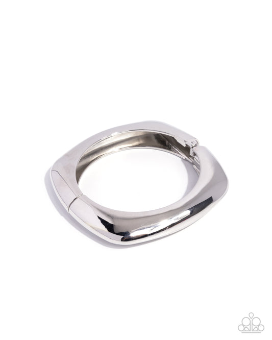 Rounded Reflection - Silver High Sheen Square Hinge Bracelet Paparazzi 2025 Convention Exclusive B2343