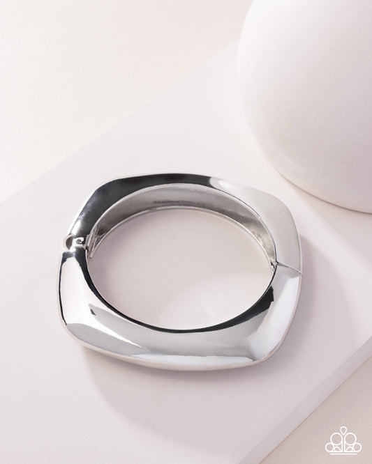 Rounded Reflection - Silver High Sheen Square Hinge Bracelet Paparazzi 2025 Convention Exclusive B2343