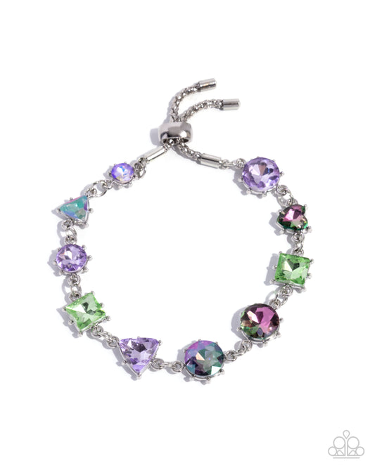 Royal Arrangement - Purple, Green Gem Silver Bracelet Paparazzi B2370